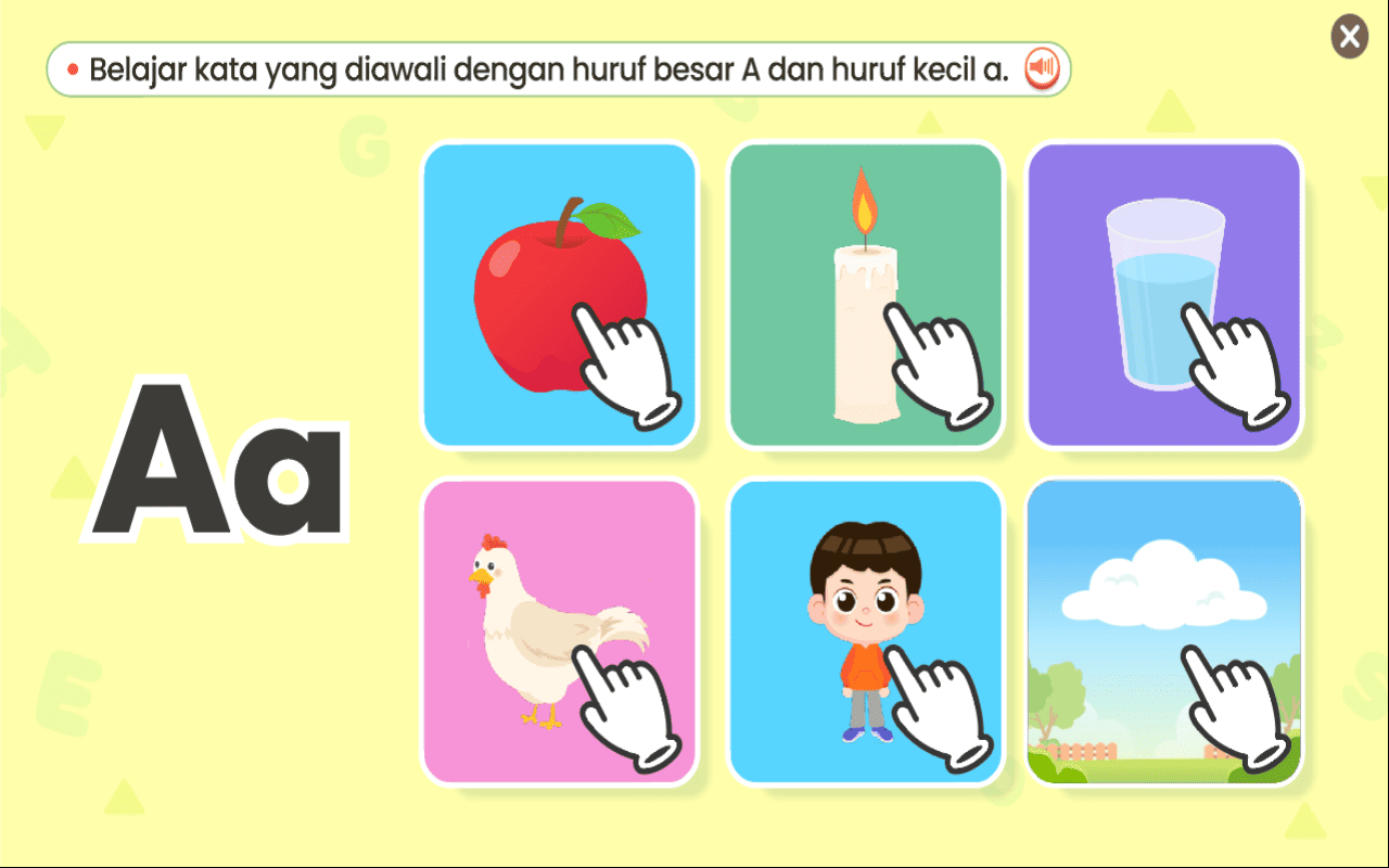 Aktivitas interaktif menyusun kata bahasa Indonesia untuk anak